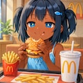 チーズ月見バーガーを食べるこなつちゃん 4枚目