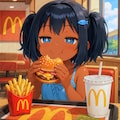 チーズ月見バーガーを食べるこなつちゃん 3枚目
