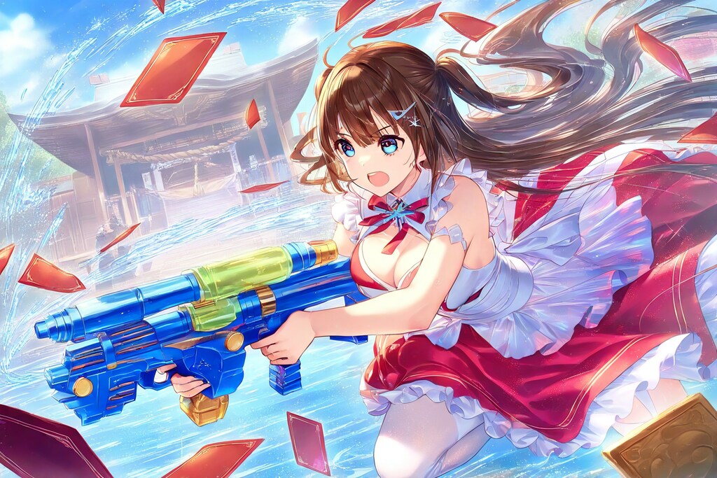 神社主催！水鉄砲大会『赤紙を撃て』告知ポスター