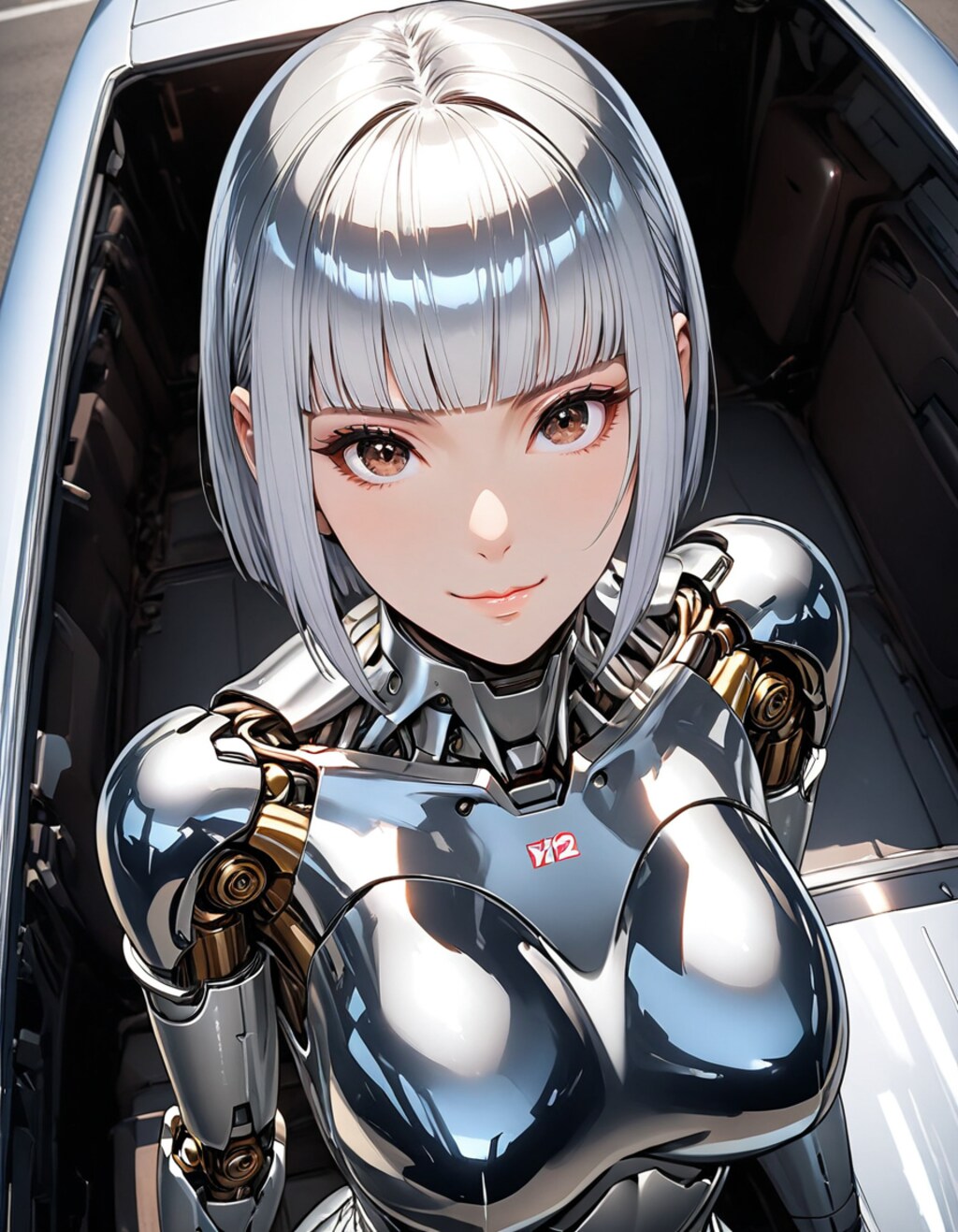 見上げるメカ子