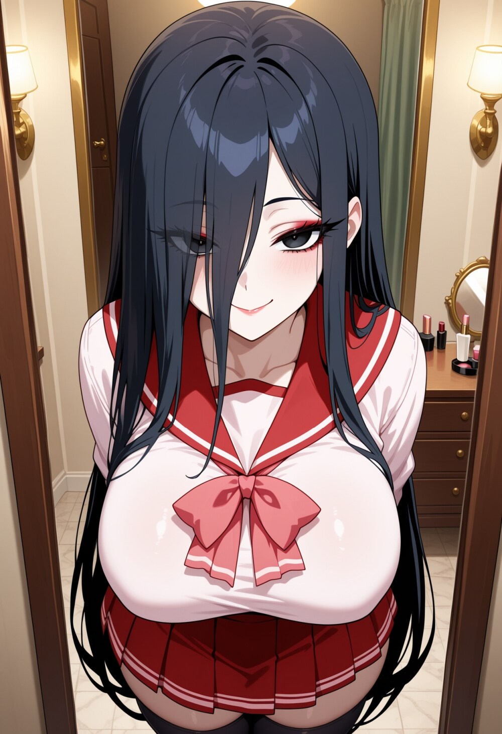 アイシャドウ制服コスプレホラー人妻