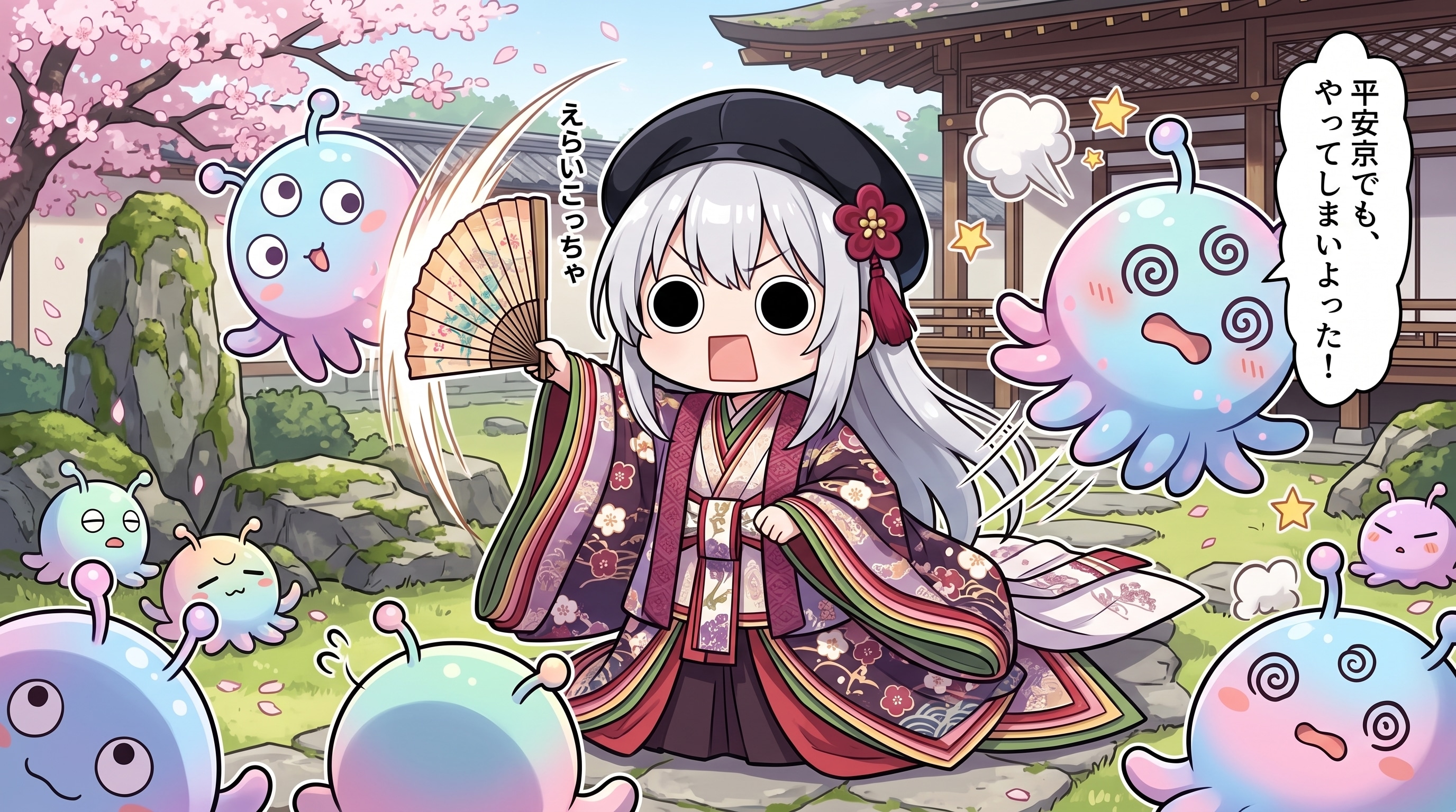平安京でエイリアン共をお焚き上げしてしまいよったえらいこっちゃ嬢 | の人気AIイラスト・グラビア