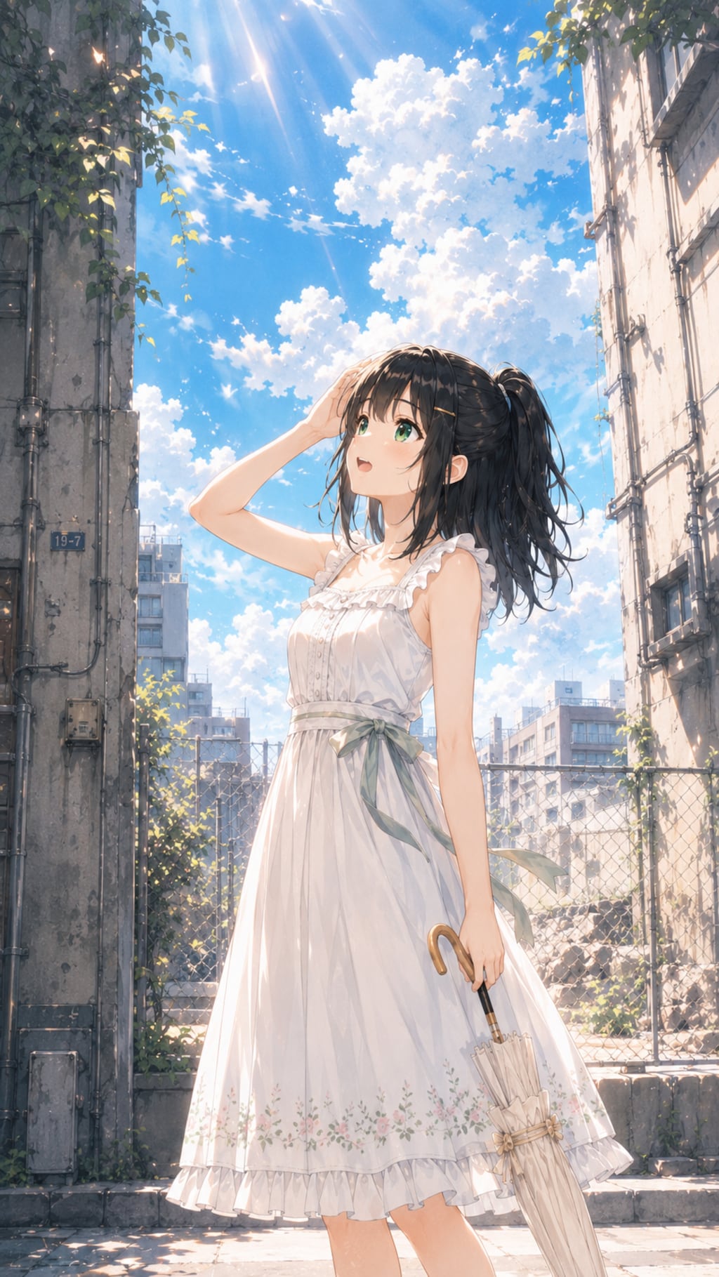 ビルの合間の夏空