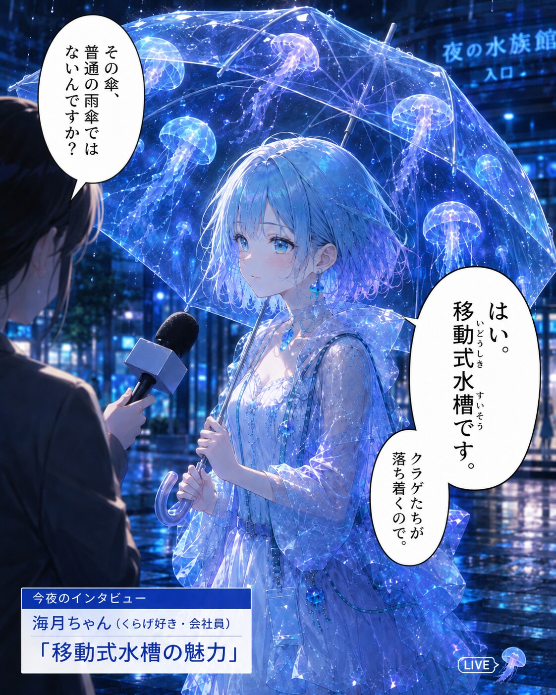 今日も、ゆらゆら海月。―移動式水槽です―