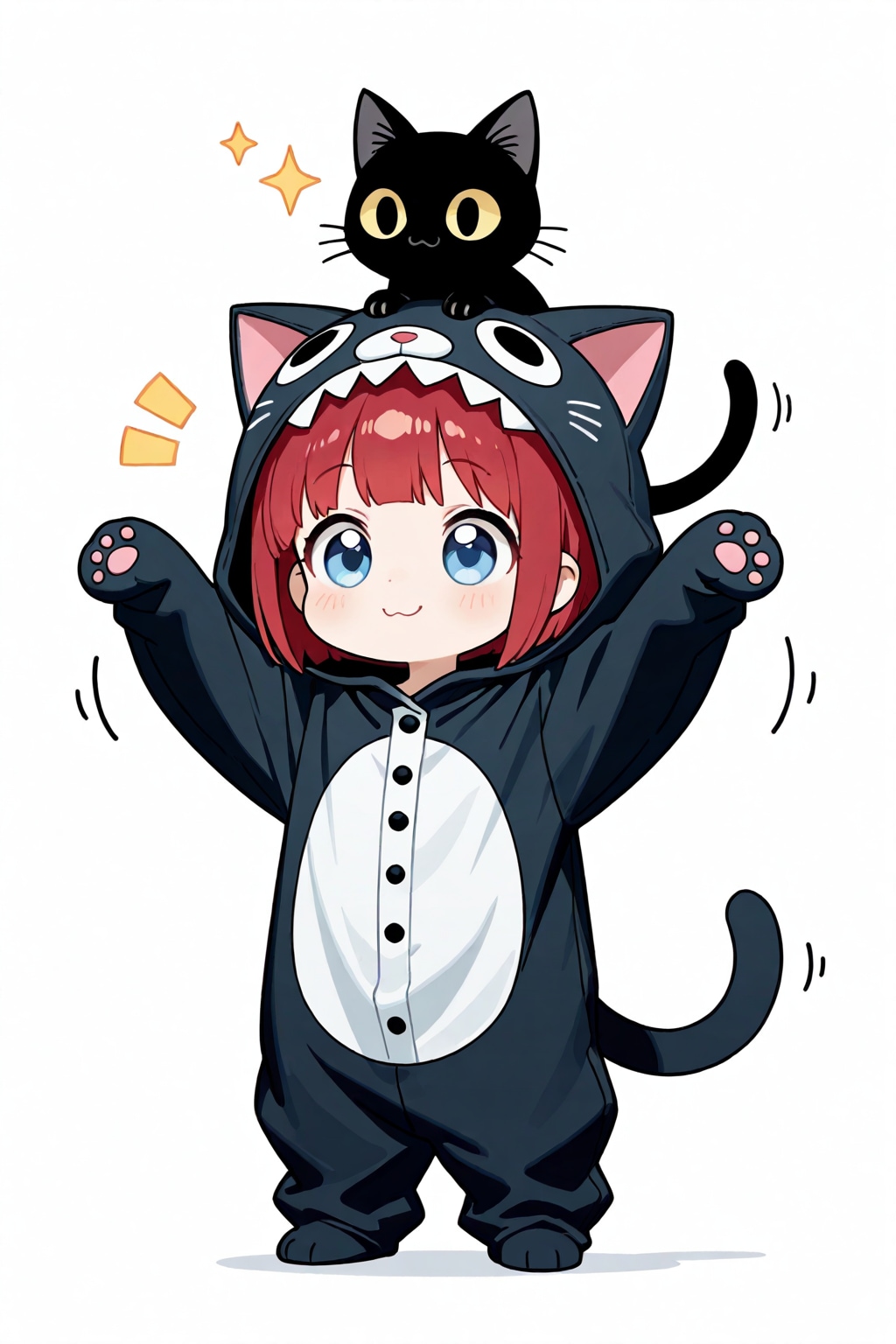 頭の上の黒猫さんと今日も笑顔