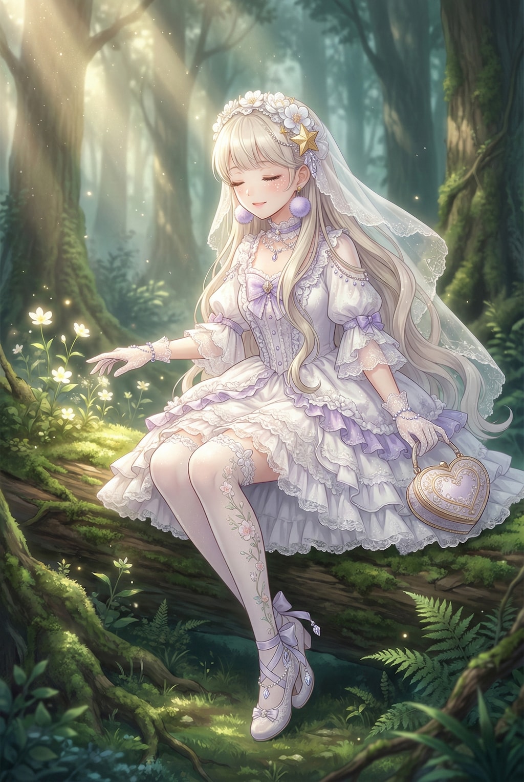 森深く秘めた星冠の白い花醒め