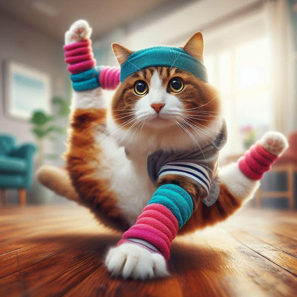 エルボーグローブを付けた猫