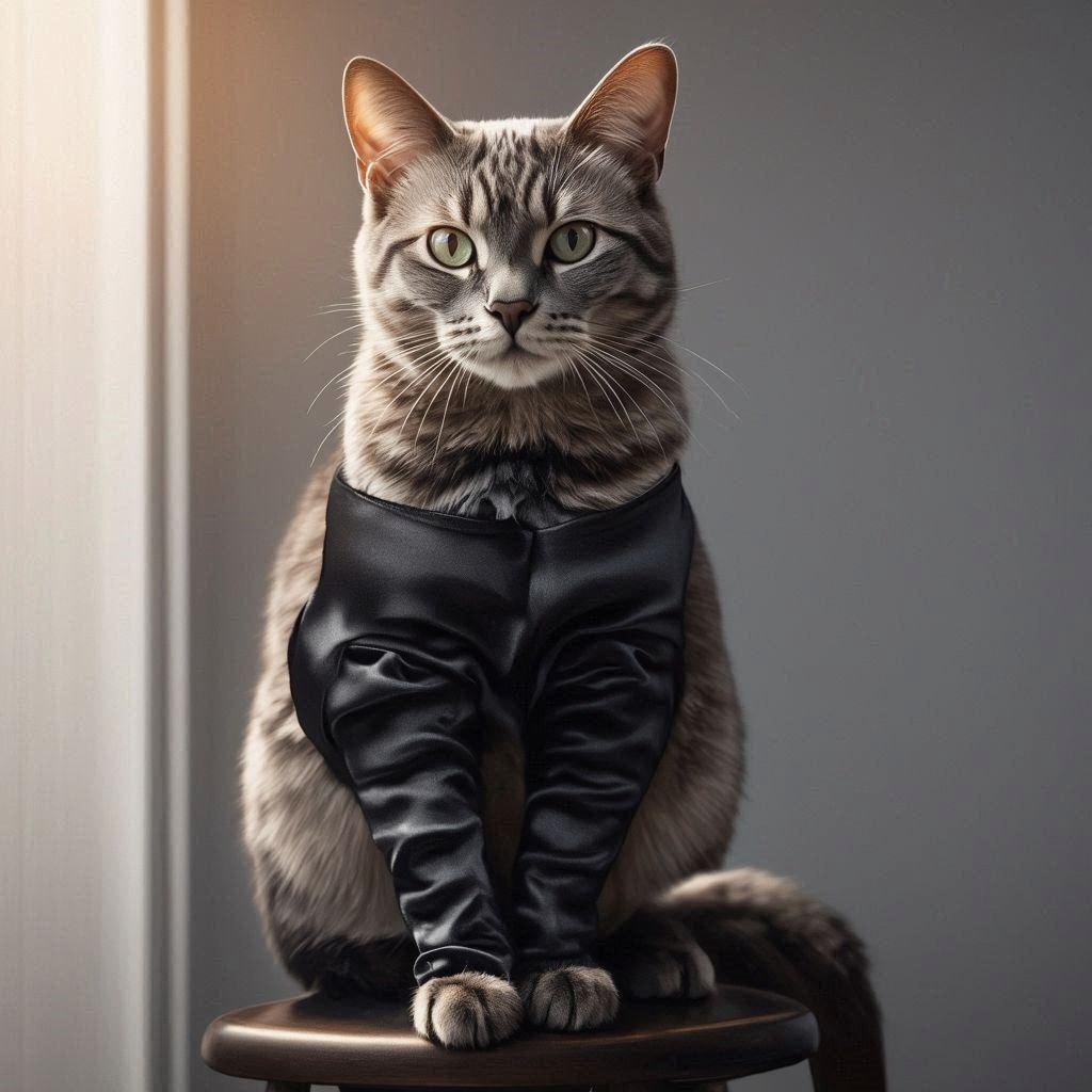 エルボーグローブを付けた猫