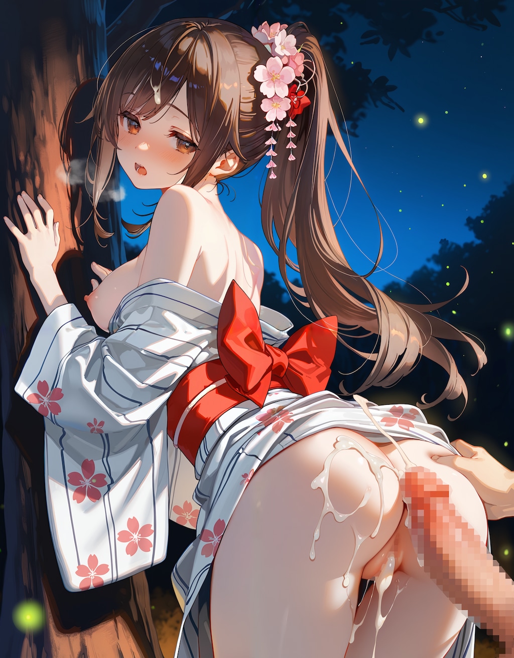 浴衣ポニテさんを雑木林に連れ込んで