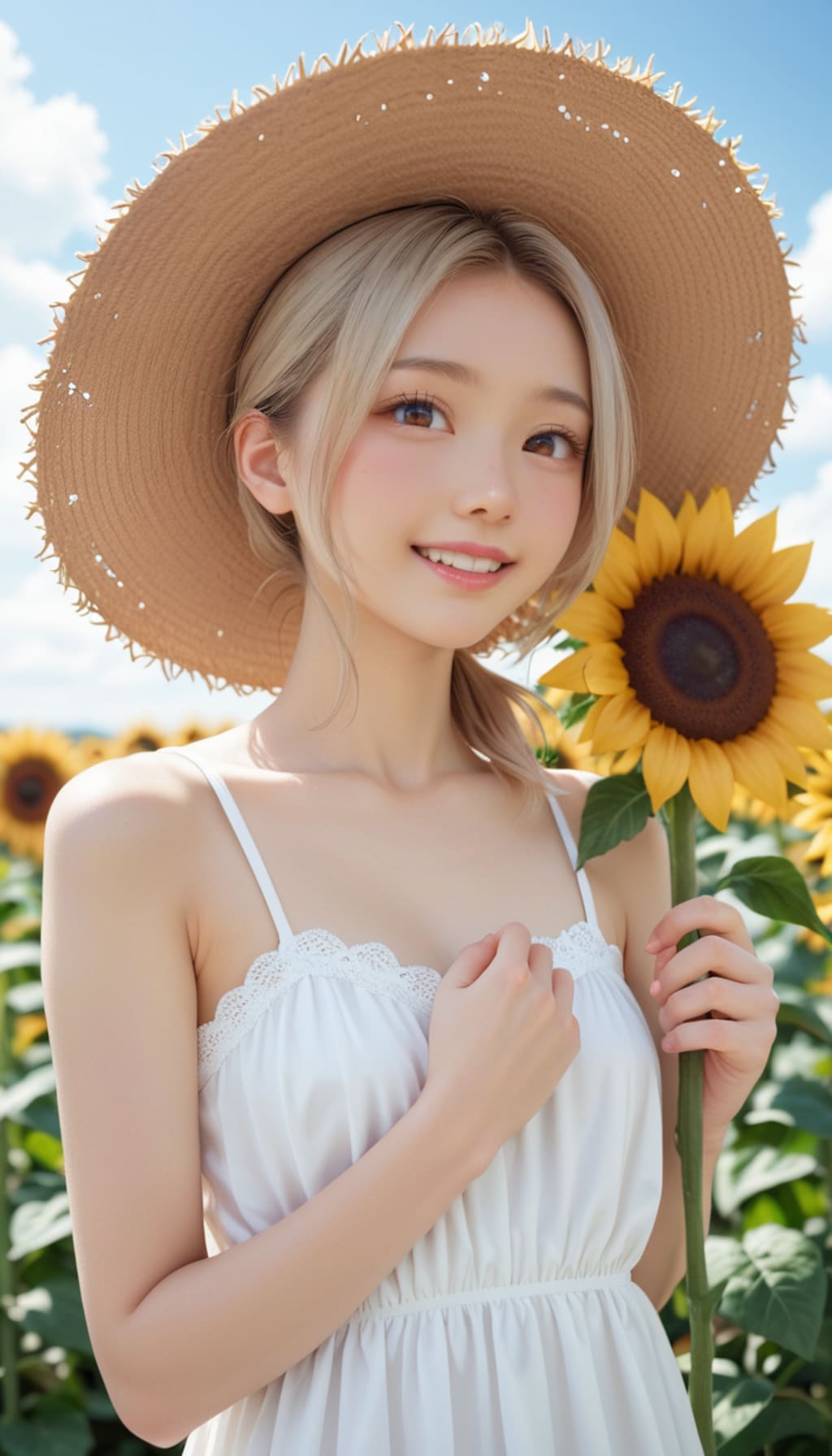 しずくと向日葵畑