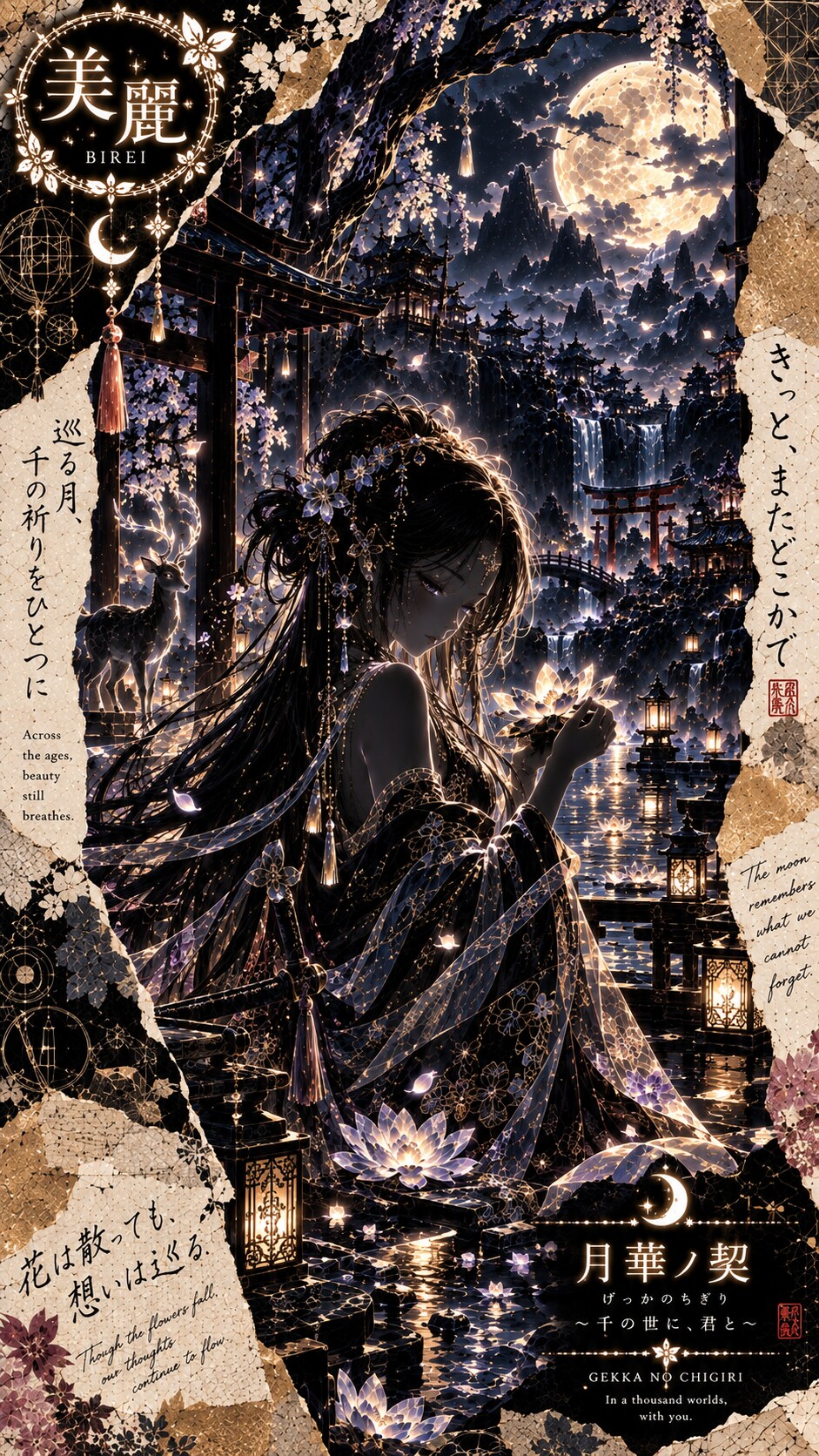 Moonlit Vow — A Thousand Prayers  Across the ages, beauty still breathes.  Beneath a moon that has w | の人気AIイラスト・グラビア