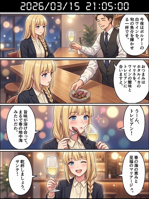 ボルドーの白ワインとホタルイカ | の人気AIイラスト・グラビア