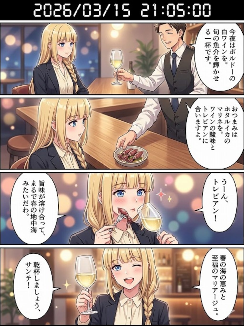 ボルドーの白ワインとホタルイカ