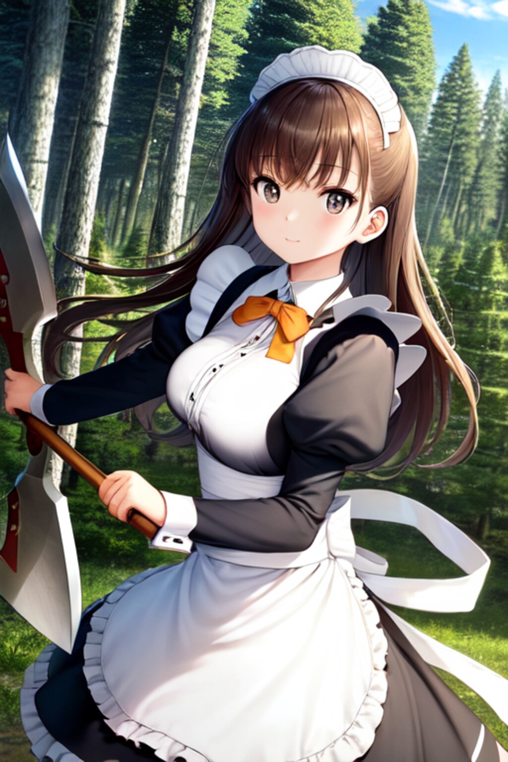 花粉の元凶を狙うメイドさん