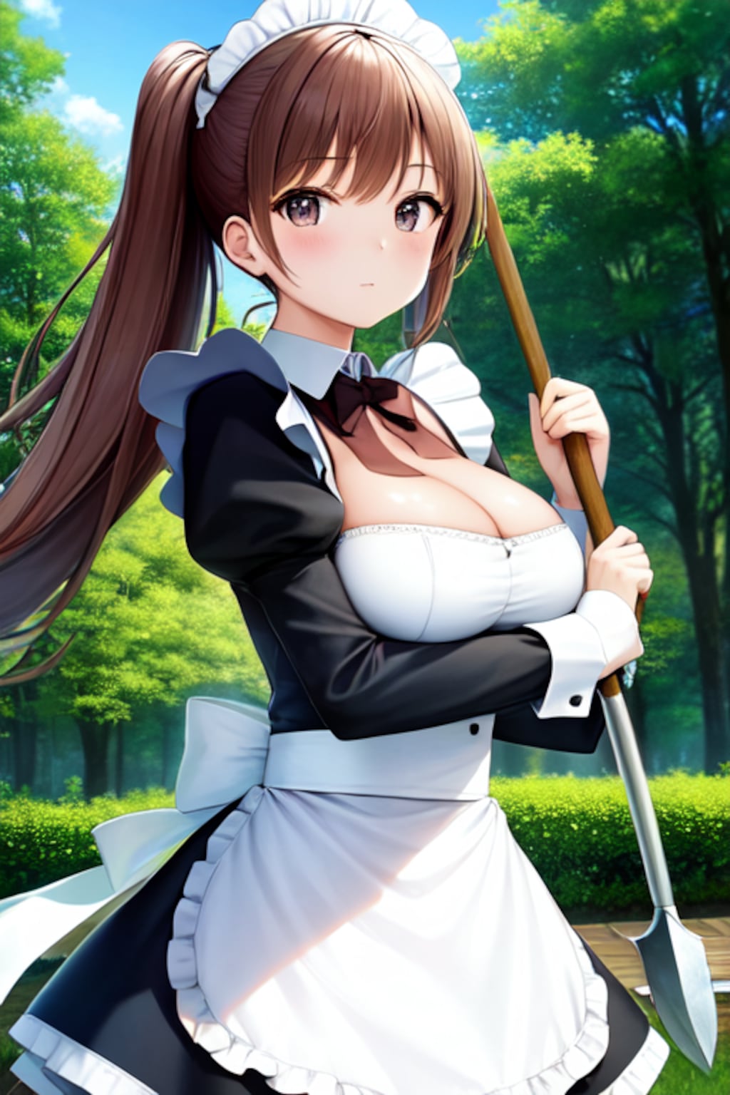 花粉の元凶を狙うメイドさん