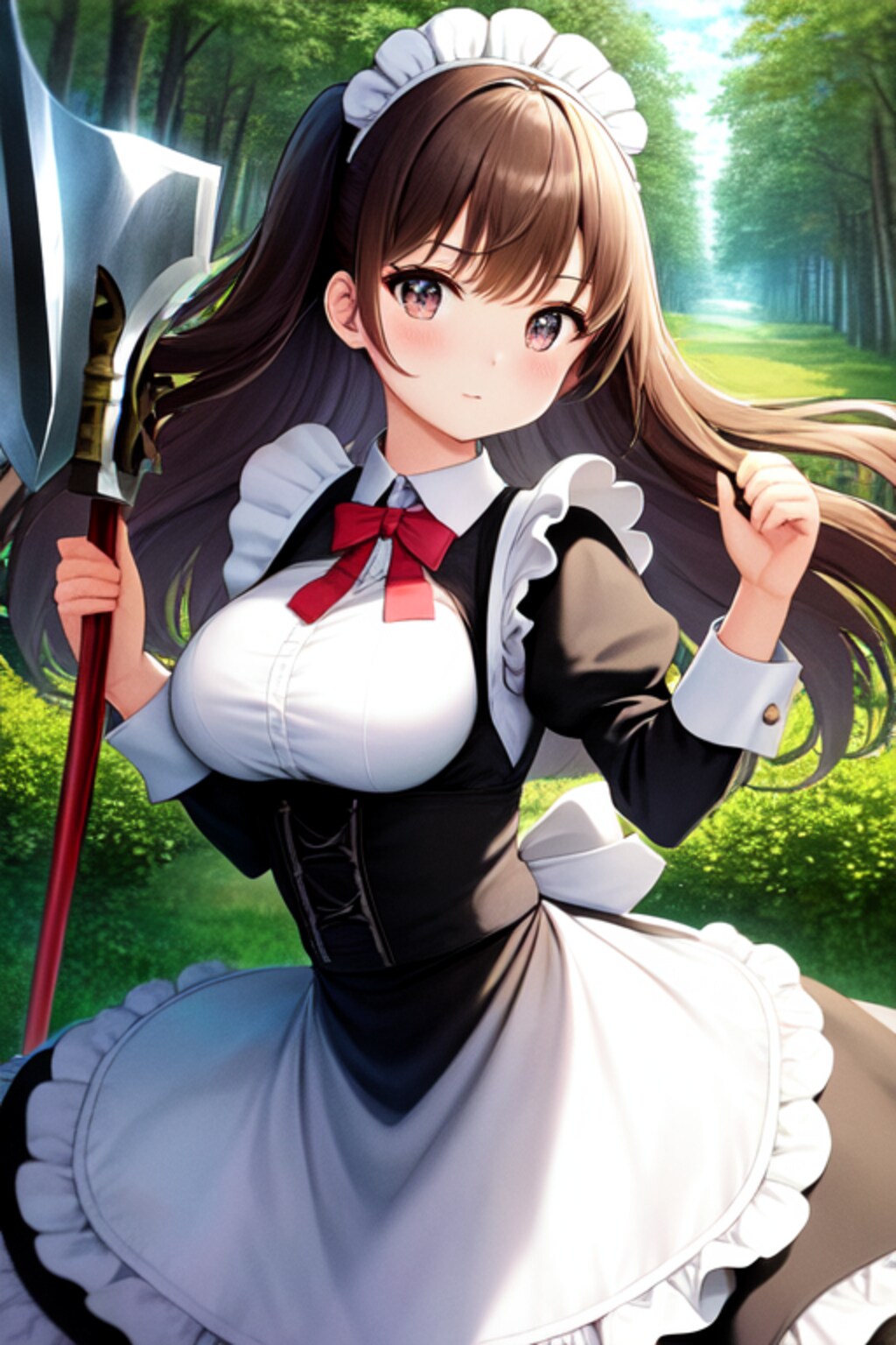 花粉の元凶を狙うメイドさん