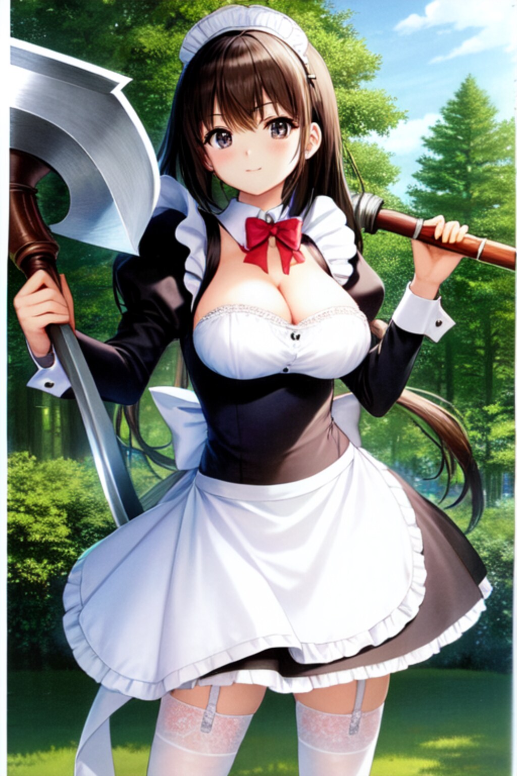 花粉の元凶を狙うメイドさん