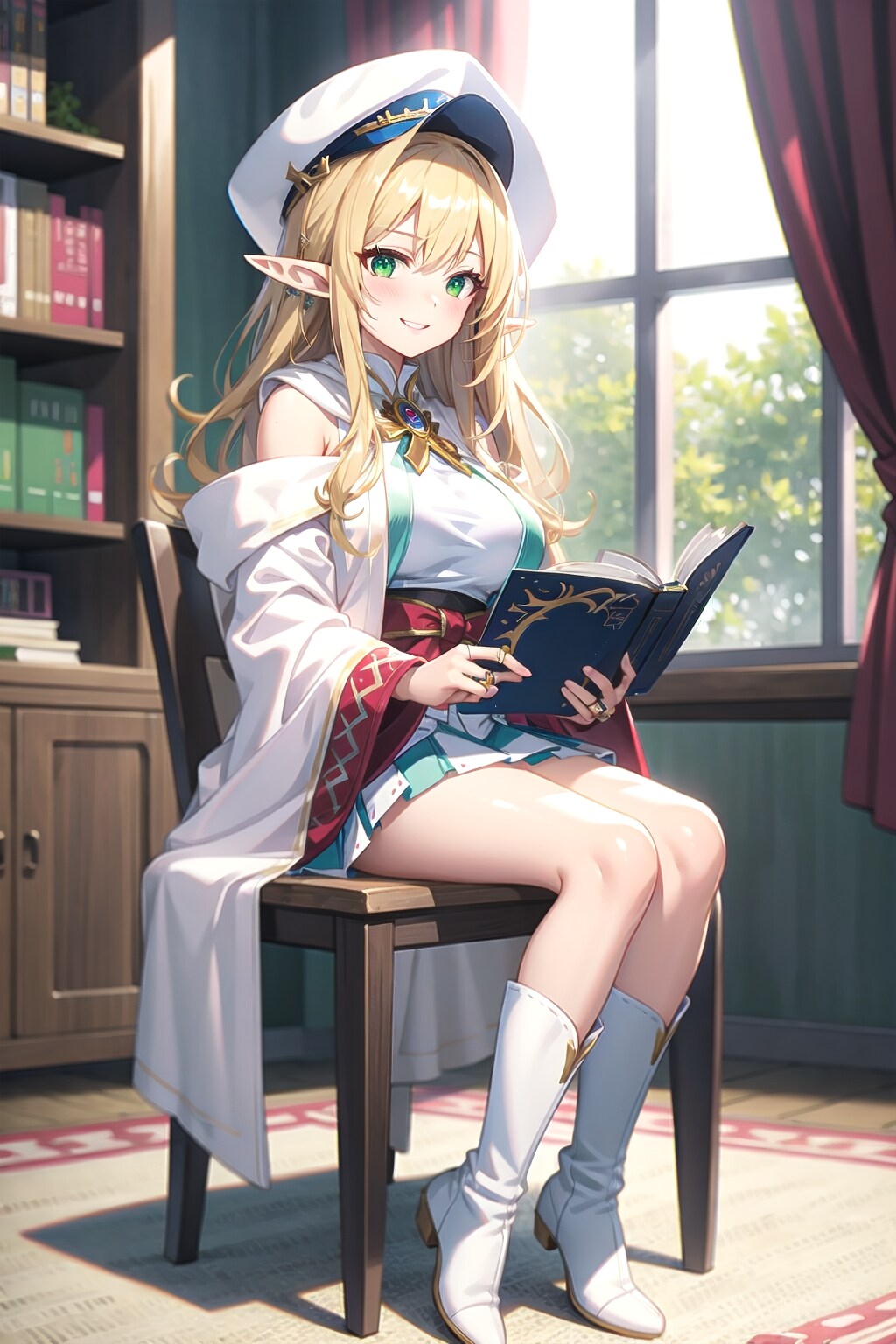 図書館で研究中