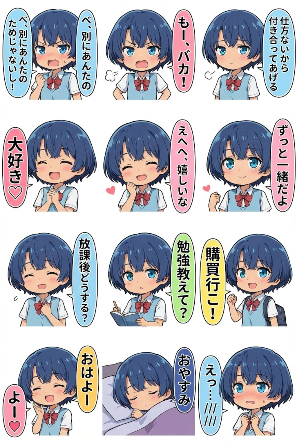 ツンデレ猫柑菜さんスタンプ(｡>﹏<｡)