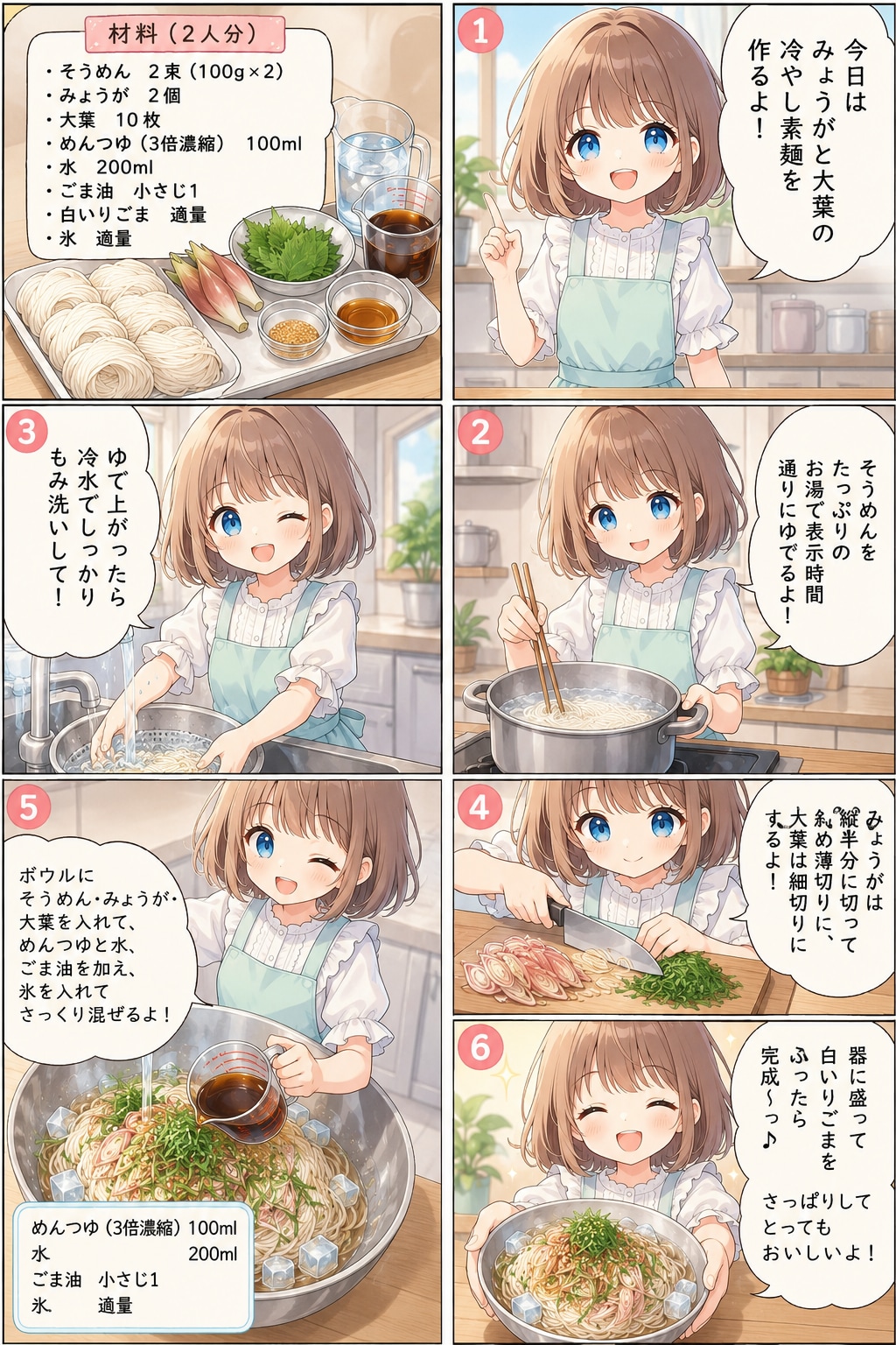 みょうがと大葉の冷やし素麺