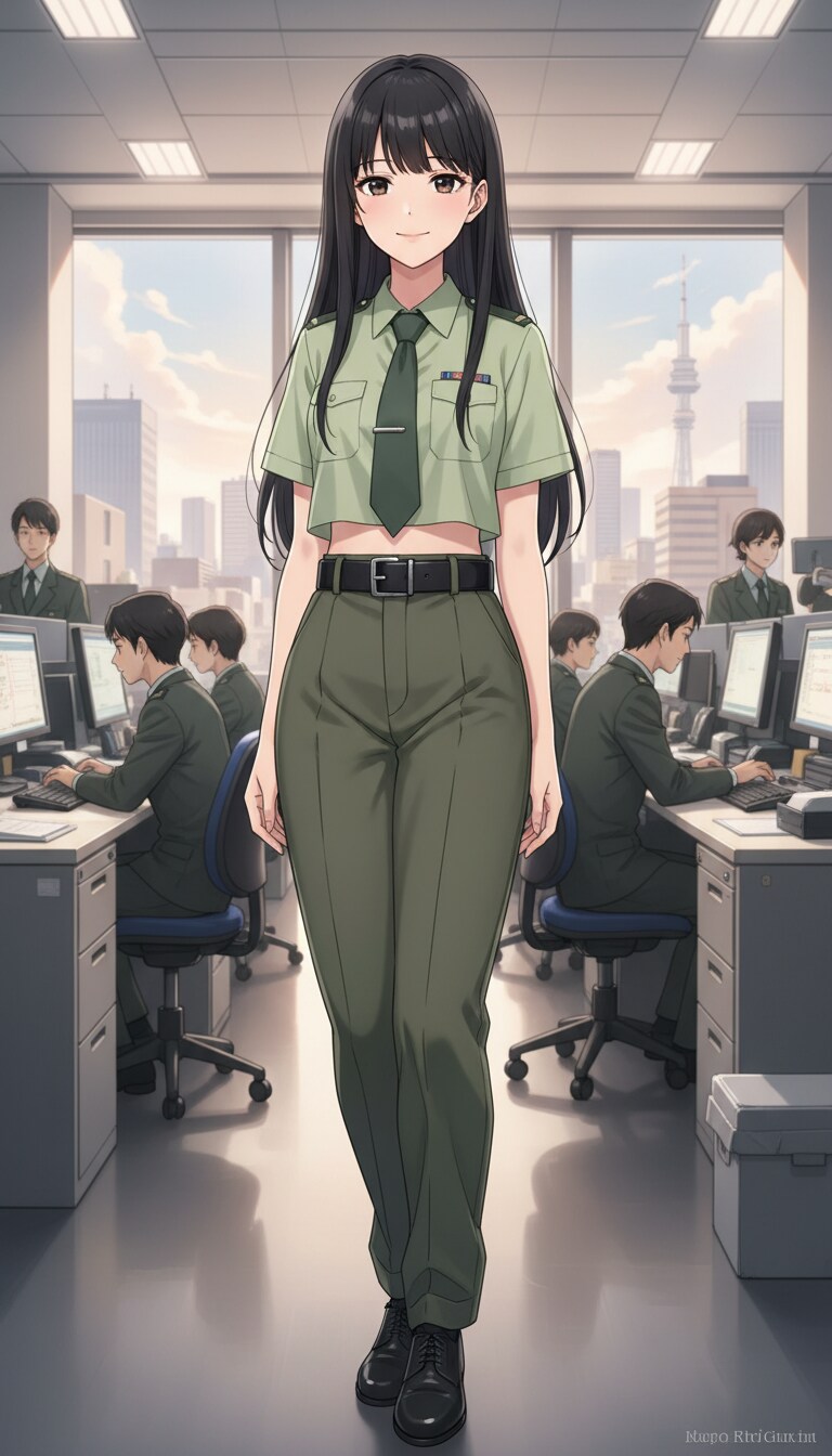 かっこかわいい自衛官武内葵の防衛庁内勤