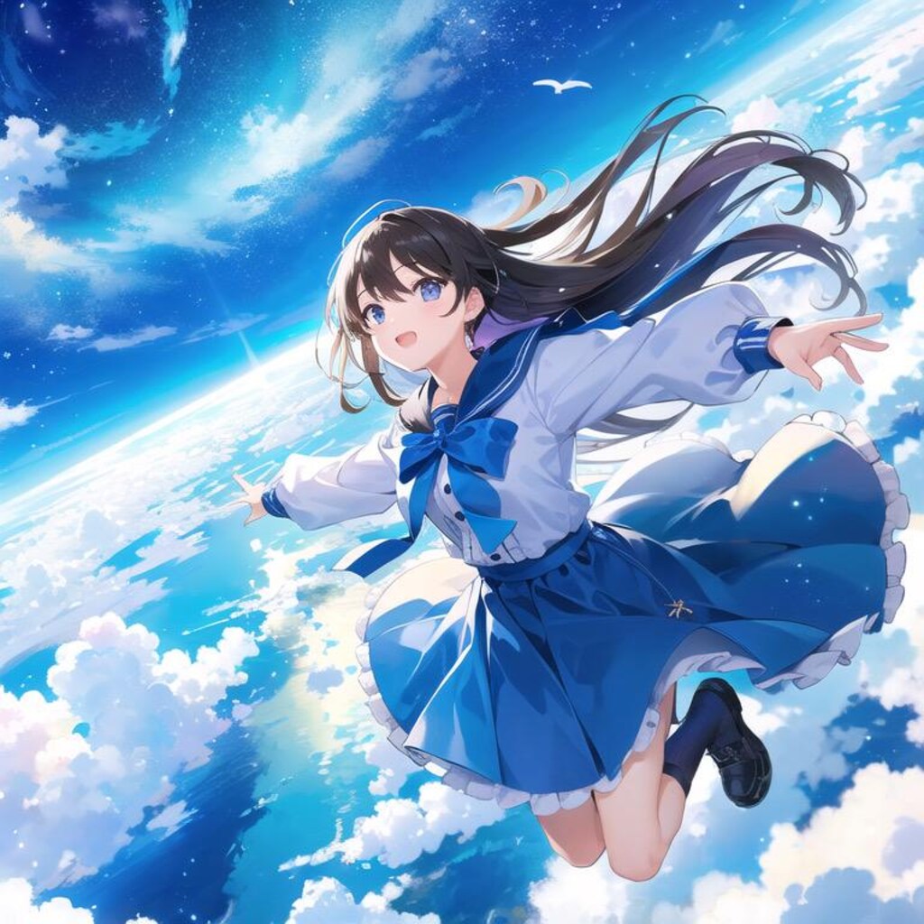 空を飛ぶ女の子