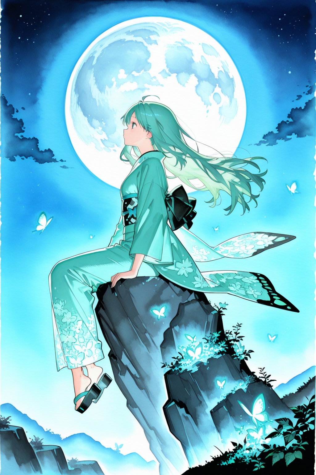 満月と女の子 | の人気AIイラスト・グラビア