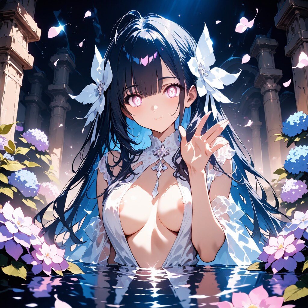 紫陽花と少女