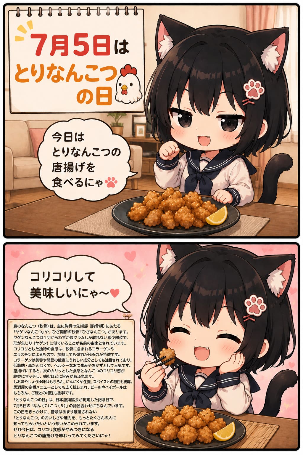 2コマ漫画 2026.07.05. 「とりなんこつの日」