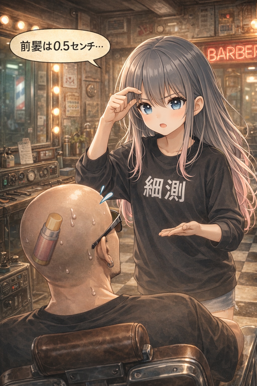 床屋での細測 | の人気AIイラスト・グラビア