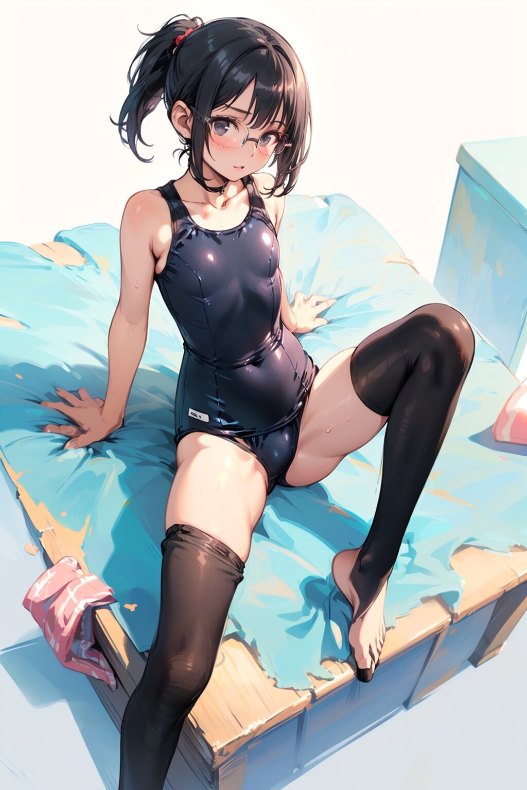 スク水タイツの眼鏡っ娘