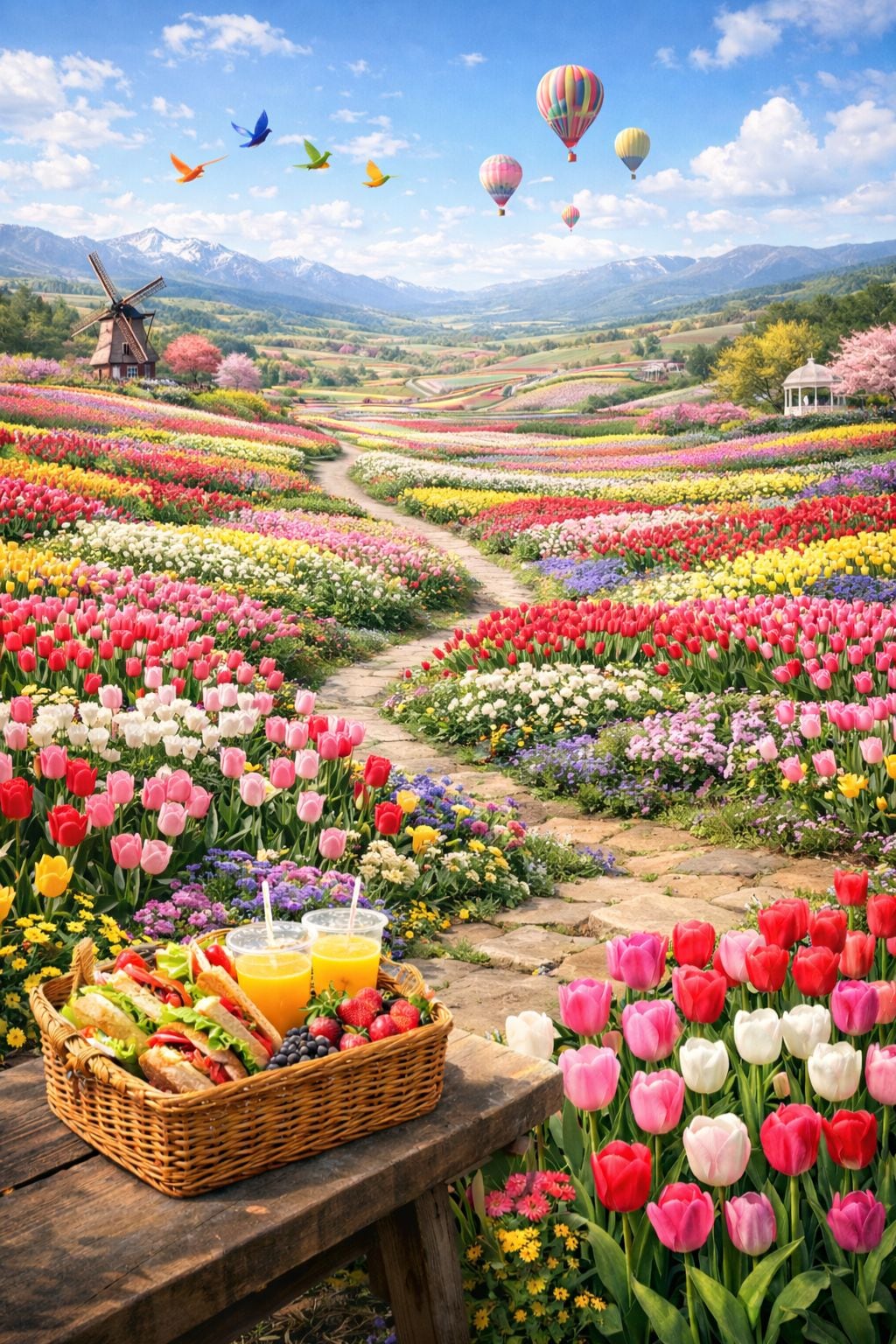 チューリップの丘 | の人気AIイラスト・グラビア