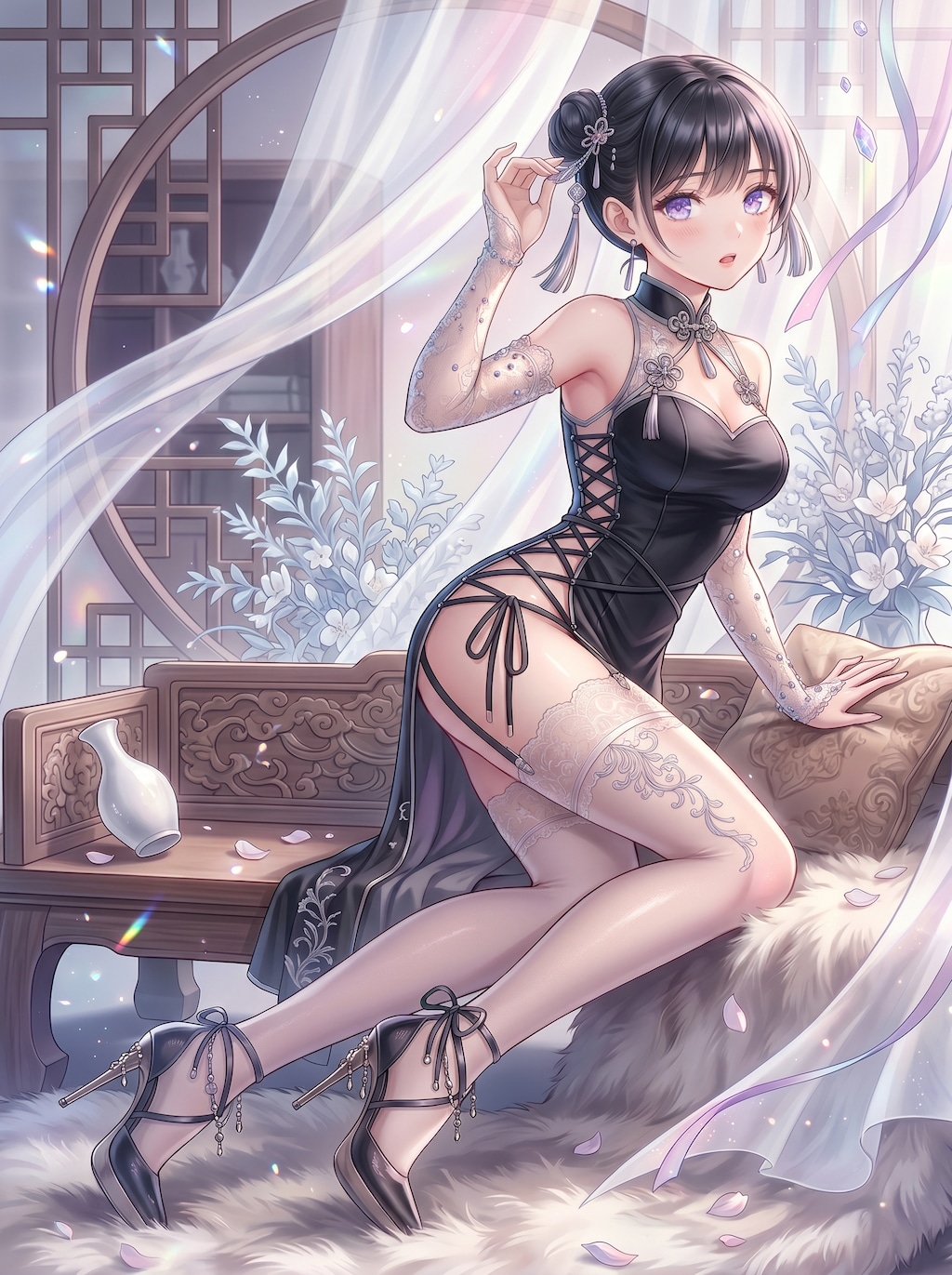 月窓幽艶の黒絹