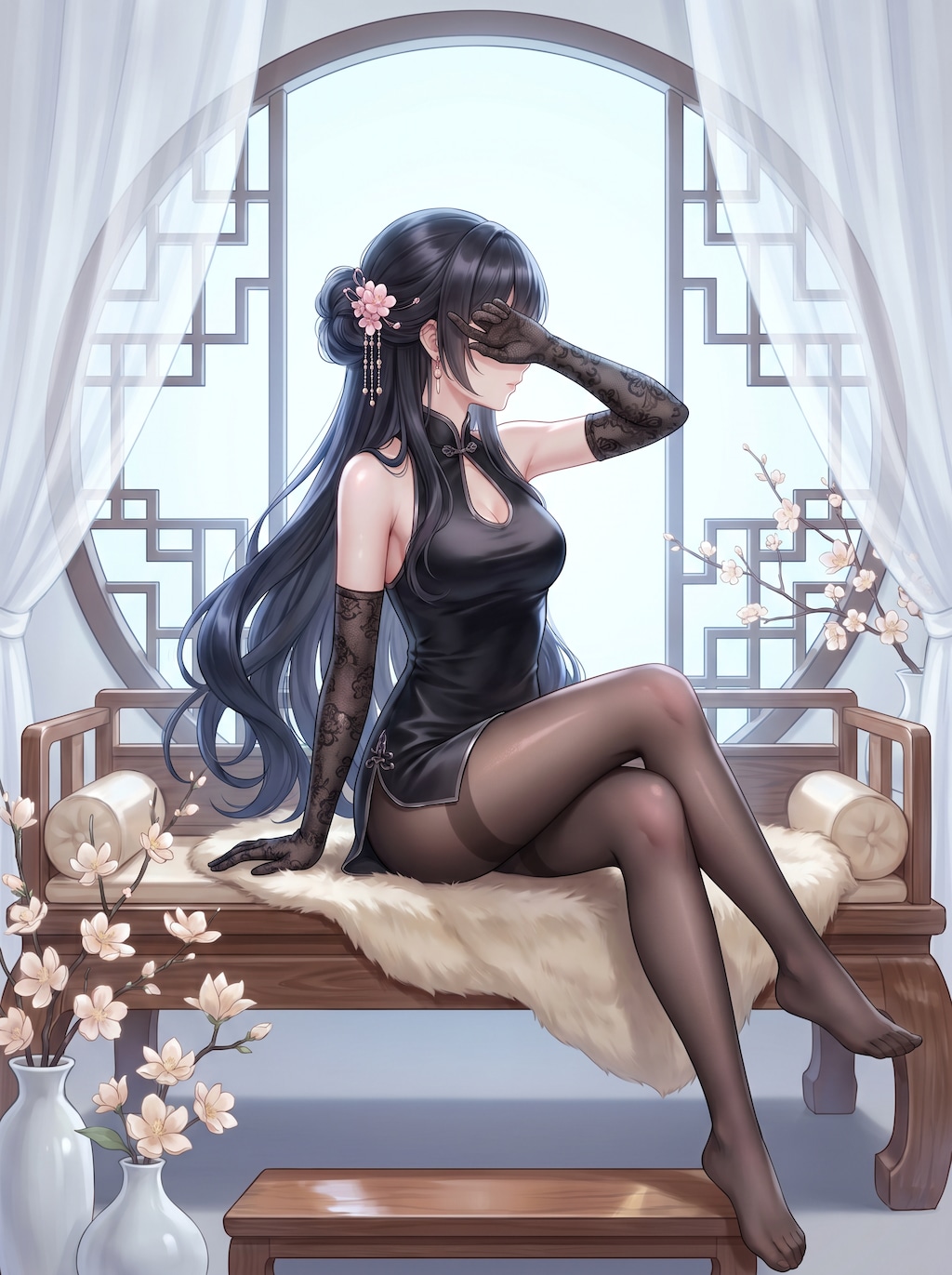 月窓幽艶の黒絹