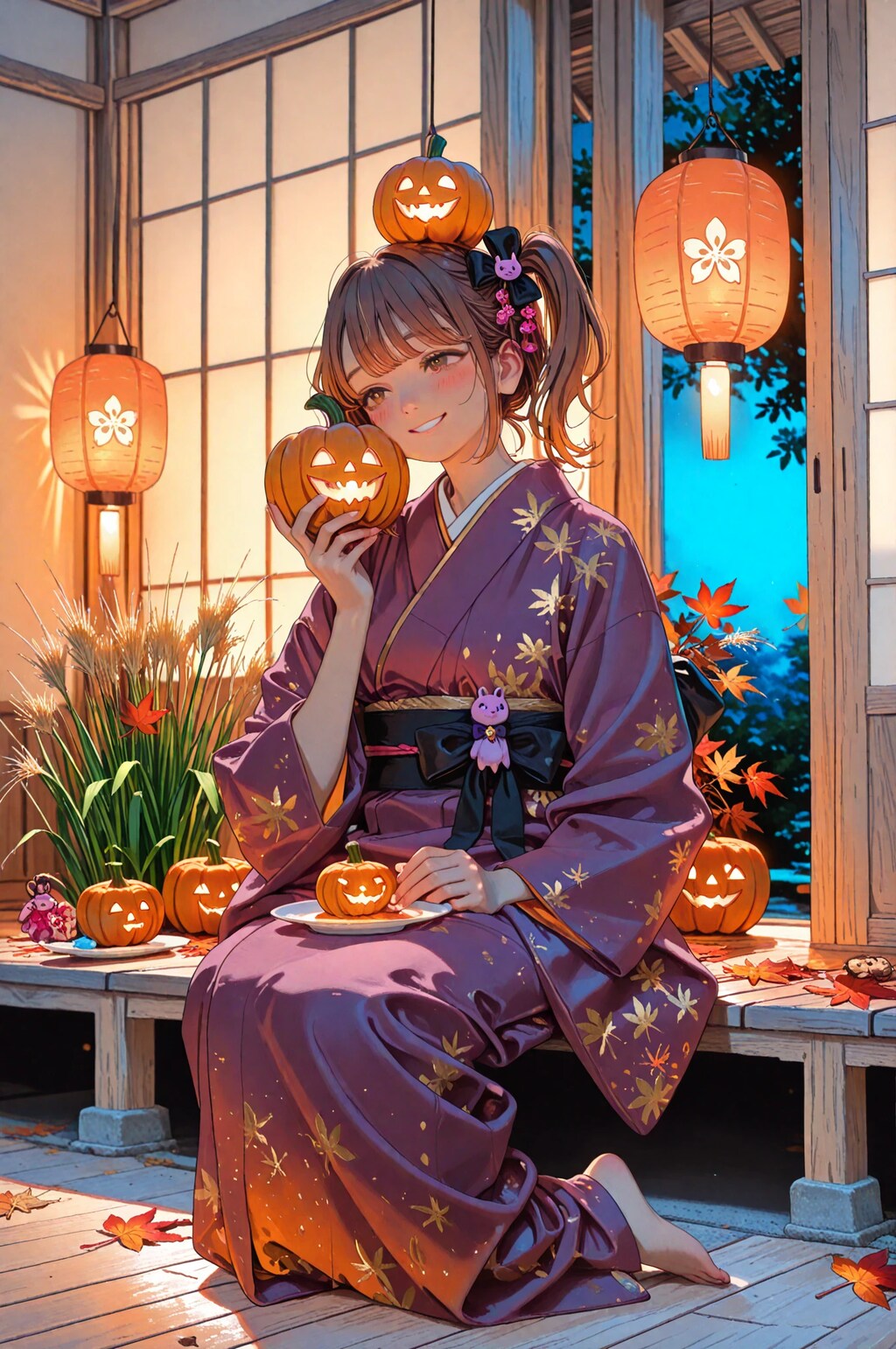 和装でハロウィン