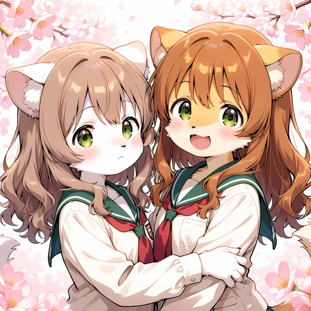 双子獣女子高生 | の人気AIイラスト・グラビア