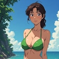 海にいるビキニのお姉さん 2枚目