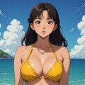 海にいるビキニのお姉さん 5枚目