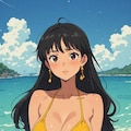 海にいるビキニのお姉さん 7枚目