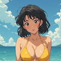 海にいるビキニのお姉さん 8枚目