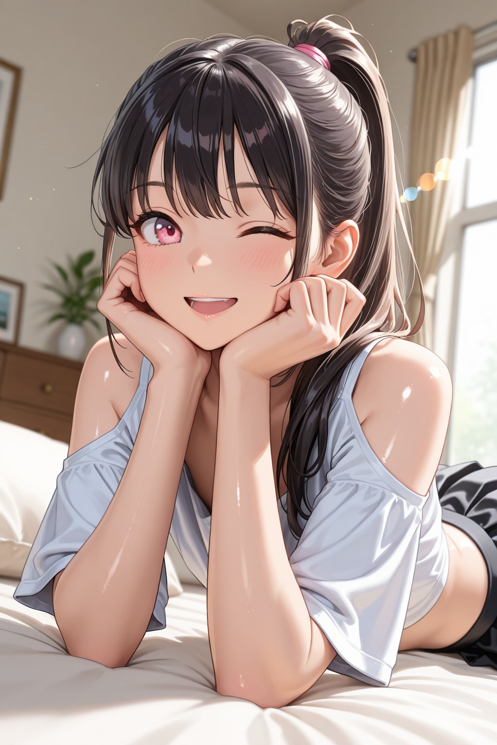 「ポニーテールにしてみたの♡」