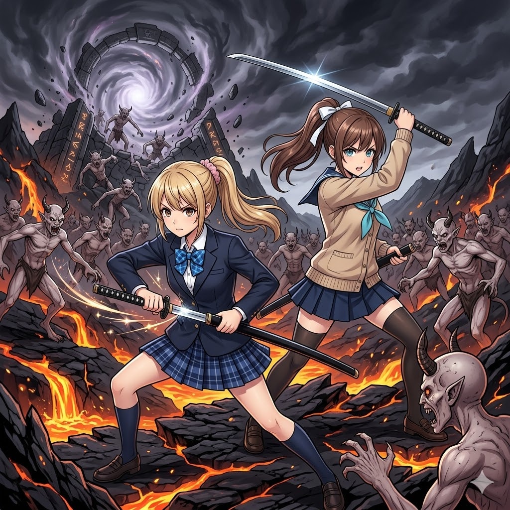 最前線で戦うＪＫに救援に向うボス | の人気AIイラスト・グラビア