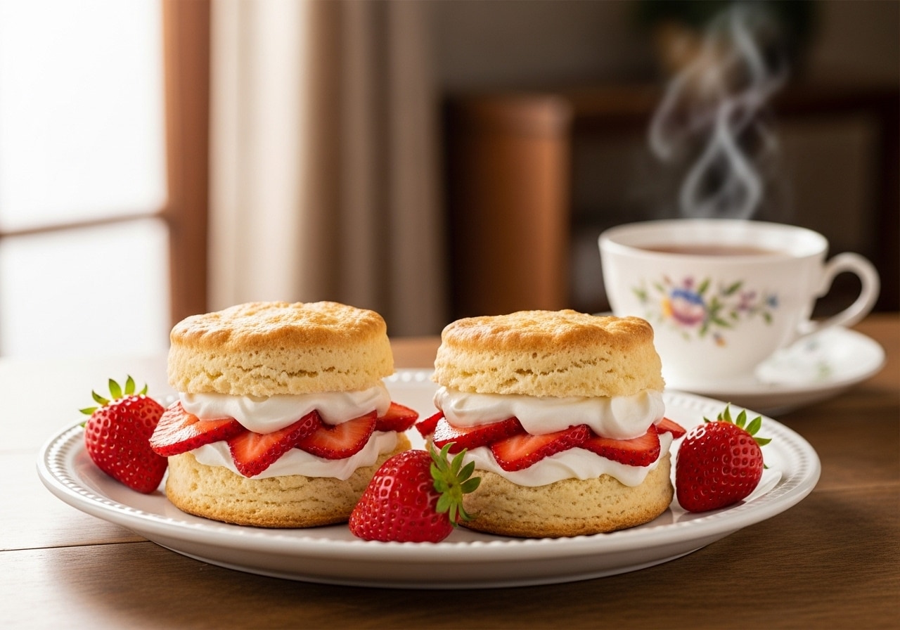 デザートの苺とクリームのスコーン | の人気AIイラスト・グラビア