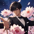 花びらと両手を広げた、黒髪短髪男性＊その3(12枚) 2枚目