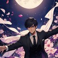 花びらと両手を広げた、黒髪短髪男性＊その3(12枚) 7枚目