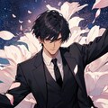 花びらと両手を広げた、黒髪短髪男性＊その3(12枚) 4枚目