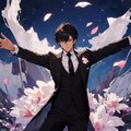 花びらと両手を広げた、黒髪短髪男性＊その3(12枚) 8枚目