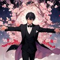 花びらと両手を広げた、黒髪短髪男性＊その3(12枚) 9枚目