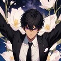 花びらと両手を広げた、黒髪短髪男性＊その3(12枚) 5枚目
