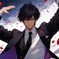 花びらと両手を広げた、黒髪短髪男性＊その3(12枚) 3枚目